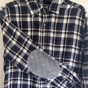 GAP Men's Navy and White Plaid Shirt